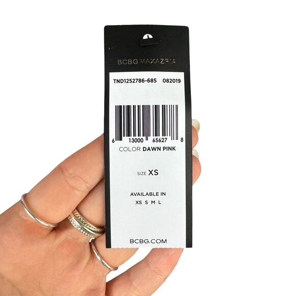 BCBGMAXAZRIA NWT Mauve Pink Monochrome Stripe Long Sleeve Hi Low Wrap Blouse - Picture 14 of 15